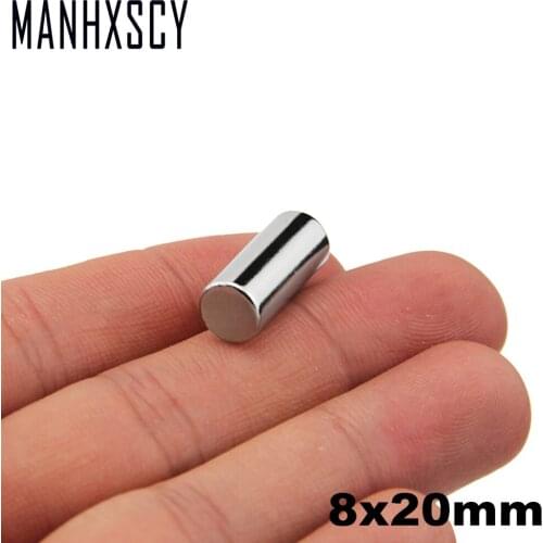 50pcs Neodymium N35 Dia 8mm X 20mm Strong Magnets Tiny Disc NdFeB Rare Earth For Crafts Models Fridge Sticking magnet 8x20mm