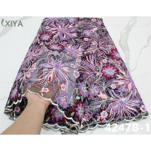 African Sequin Lace Fabric Nigerian Mesh Net Lace Fabric with Sequins High Quality French Tulle Lace Fabric for Sewing APW4247B