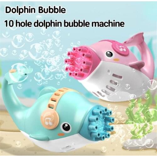Cartoon Dolphin Automatic Bubble Machine Childrens 10-hole Bubble Gun Bubble Blowing Toy Games Outdoor Games Garden Child