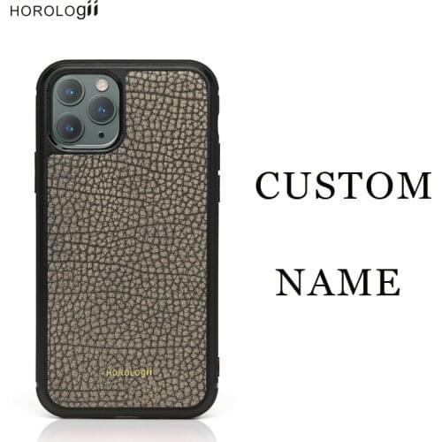 Horologii Custom Name Free Cow Leather Cover for Iphone 7 8 10 X XS 11 12 Pro Max Case Cell Phone Bumper Case Dropship