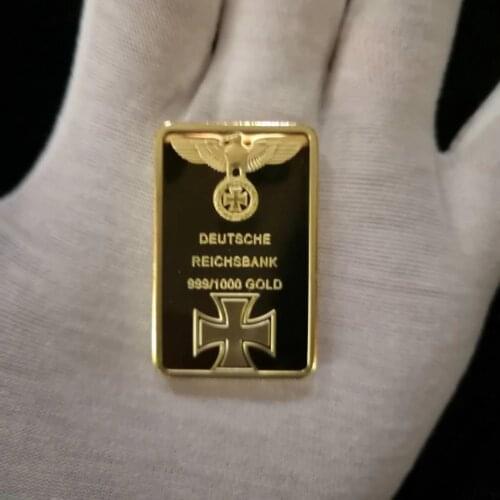 Business Gift For 999 Real Gold Bar Deutsche Reichsbank Gold Plated Bar German Iron Ingot Bar OZ Eagle Cross Collectable