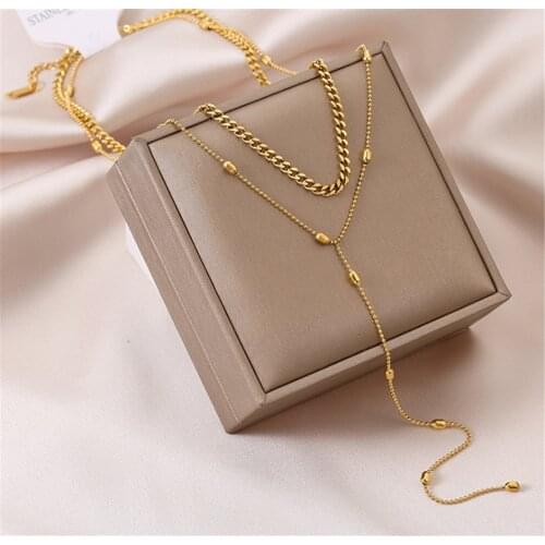 316L Stainless Steel Y-shaped Double-layer Necklace 1:1NK With Chain Fashionable Lady Titanium steel Jewelry