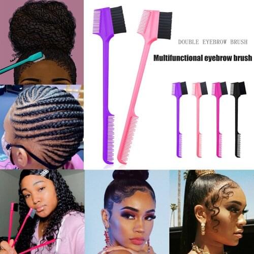 Double Sided Edge Brush with Comb Eyelashes Eyebrow Makeup Brush Double-Headed Hair Comb Cosmetic Tools DIY Styling Tool