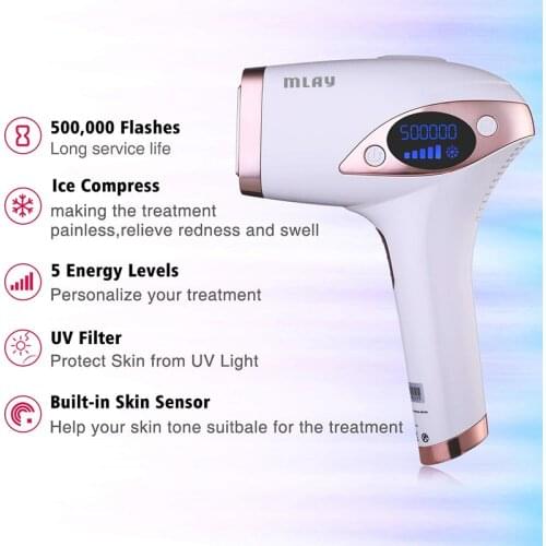 MLAY T4 الليزر Hair Epiler 500.000 Flashe ICE Cold IPL Epilator Permanent Laser IPL Hair Removal for Home Bikini Face Trimmer