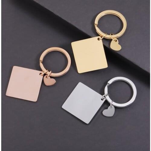Fnixtar 20Pcs 25mm Square Namebar Mirror Polish Stainless Steel Keychain For DIY Custom Calendar Phone Number Keychains Jewelry