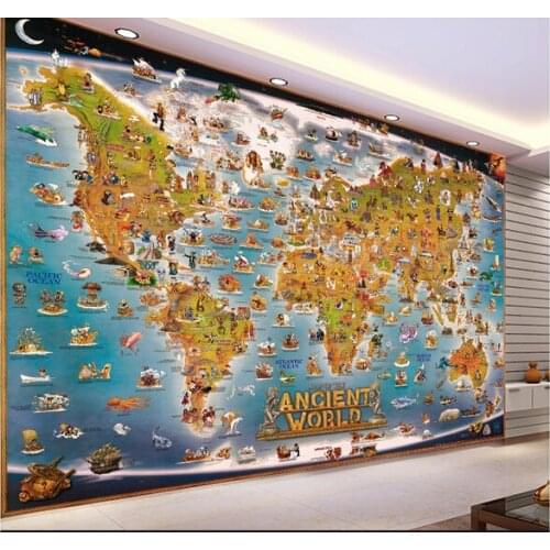 Custom papel DE parede infantil large murals aquarium world map for children room sitting room wall vinyl which papel DE parede