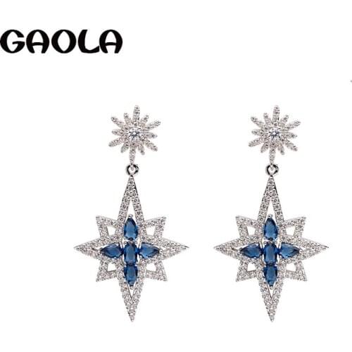 GAOLA Fancy Clear AAA Cubic Zircon Bridal Jewelry Wedding Gift Long Flower Dangle Earrings Sexy Women Luxury Jewelry GLE6071