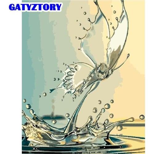 GATYZTORY Painting By Numbers Kits For Adults Children 60x75cm Frame Butterfly Water Oil Picture By Number Modern Home Wall Arts