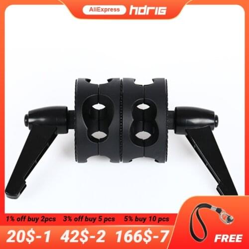 HDRIG Dual Swivel Grip Head Clamp Holder LED Light Mount For Boom Multifunctional Photo Studio Angle Accessories Photography