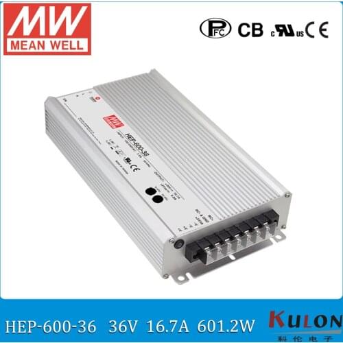 Original Meanwell HEP-600-36 high efficiency 600W 36V 16.7A output adjusted Power Supply for harsh environment