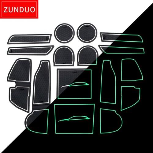 ZUNDUO Gate Slot Cup Mat for Subaru IMPREZA 2018 2019 Interior Accessories Door Pad Car Cup Holders Non-slip mats RED WHITE