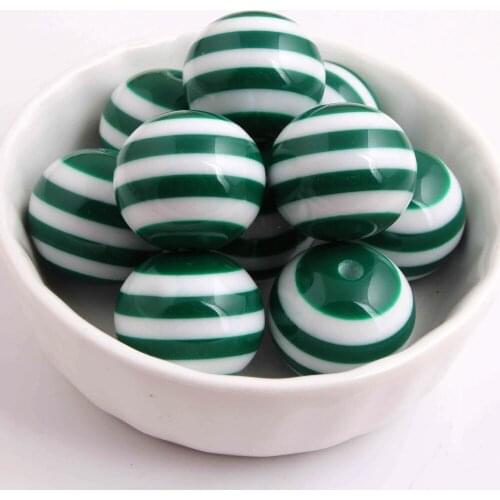Kwoi vita Chunky Round 20MM Christmas Dark Green 100pcs Resin Strips Beads for beaded Jewelry