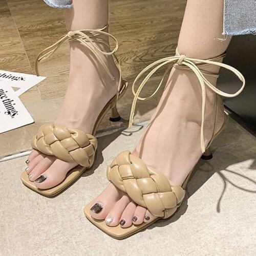 Summer Women Sandals Personality Lace-up Fetish Glamour Open Toe Weave Design Leisure High Quality Prom Slippers Womens Shoes
