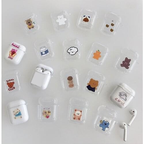 Cute Cartoon Transparent Silicone Soft TPU Case for AirPods 2 1 Clear Silicone Earphone Case Ultra Thin Cover Fundas Bear
