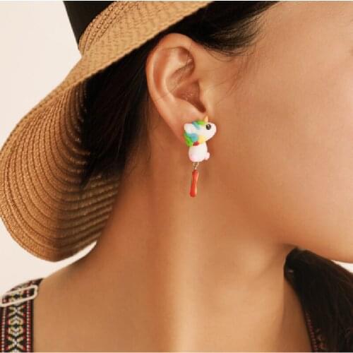 New Fashion Cute Animal Female Creative Handmade Earring Polymer Clay Rainbow Horse Rabbit Earring Party Jewelry For Women Girls