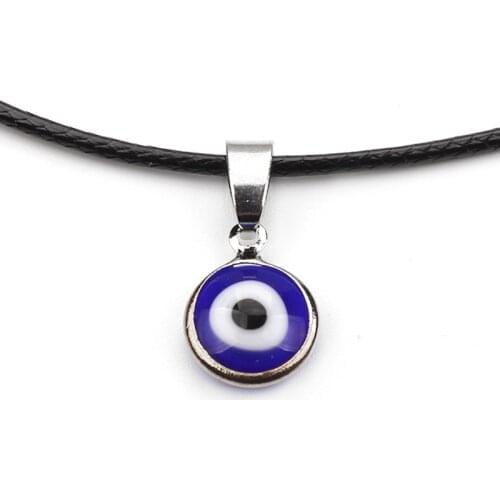 Black Leather Chain Necklace Women Lucky Turkish Blue Evil Eye Pendants Necklaces for Womens Girls Jewelry Gifts Wholesale