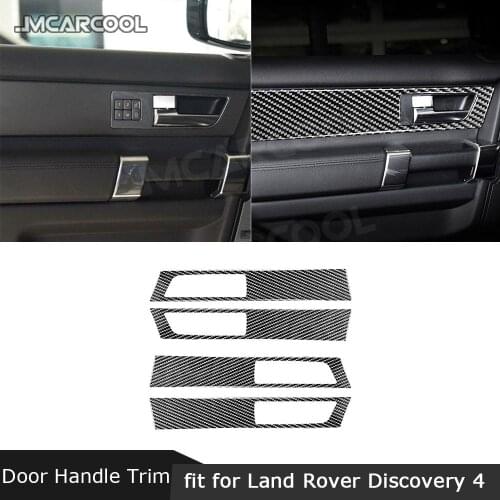 Car Interior Door Handle Panel Carbon Fiber Trim Frame Cover Stickers For Land Rover Discovery 4 LR4 2010-2016 Accessories