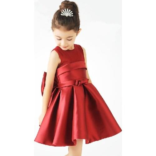 Girl dress 2019 for 6 Years Old Silk Green Dresses for Girls Butterfly 3-7 Year Summer Birthday Red Satin party formal Dress