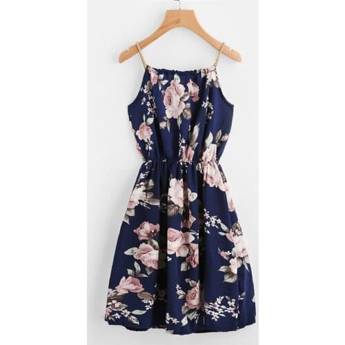 Floral Boho Midi Dress Women Summer Sleeveless Spaghetti Strap Dress O-Neck Slim High Waist Casual Vintage Print Vestidos 2021