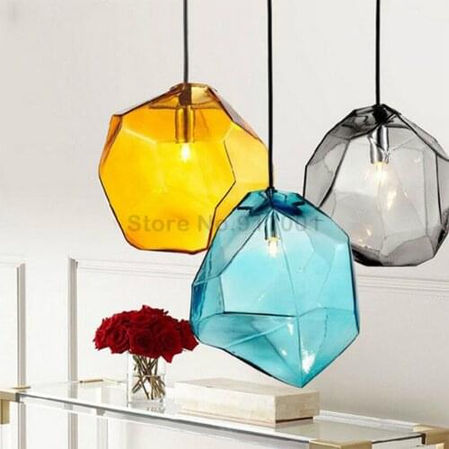Colorful Crystal Glass Stone Pendant LightS 1/3 Heads G9 Base Indoor Lighting Hanging Lamp for Restaurant Dining room Bar Deco