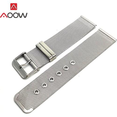 Milanese Loop Strap Watchband 18mm 20mm 22mm Silver Pin Buckle Universal Stainless Steel Replacement Band Metal Watch Accessorie