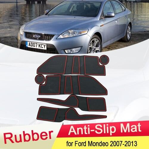 For Ford Mondeo MK4 2007~2013 Rubber Anti-slip Mat Door Groove Cup Phone Pad Gate Slot Coaster Accessories 2008 2009 2010 2011