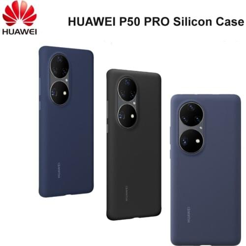 HUAWEI P50 Pro Silicon Case Original Official Soft Back Cover Case with Microfiber Inside Protective Shell for P50 Pro