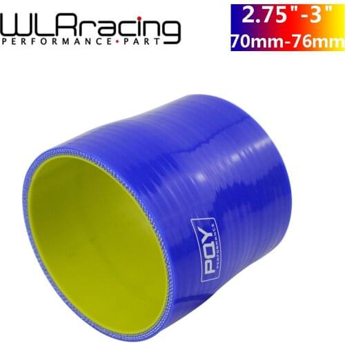 WLR RACING -BLUE & Yellow 2.75"-3" 70mm-76mm SILICONE HOSE STRAIGHT REDUCER JOINER COUPLING WITH PQY LOGO WLR-SH275300-QY
