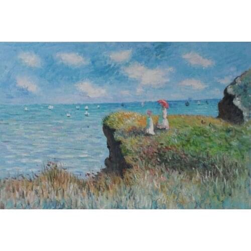 Cliff Walk at Pourville aRT of Claude Monet art oil paintings Canvas reproduction hand-painted