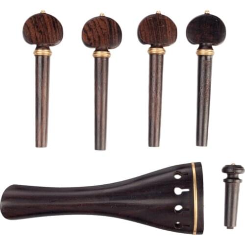 Ebony Wood Violin Parts Set Tailpiece + Tuning Peg + Endpin for 4/4 Fiddle