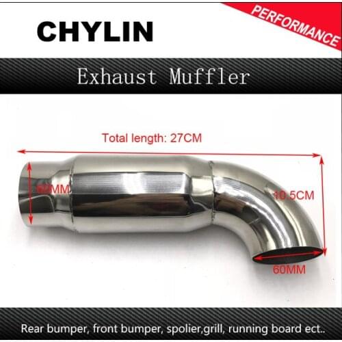 Car-styling 60mm exhaust pipe car vertical drum car exhaust pipe exhaust tail pipe refires drum sound stainless steel Pipe