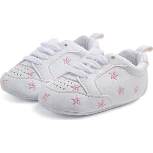 PU leather baby boy girl shoes cotton soft sole baby moccasins 0-12M newborn shoes white star infant shoes first walkers F29