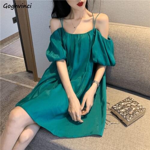 Dresses Women 4 Colors Backless Sexy Loose Simple Leisure Holiday Summer Beach Elegant Fashion Ladies Slash Neck Ulzzang Female