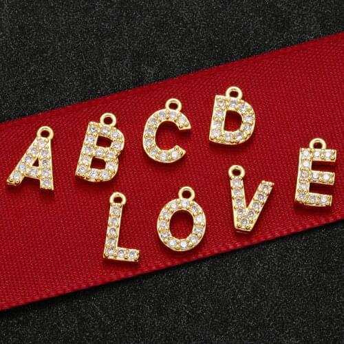 1 PCS Simple Classic Custom A-Z Alphabet Letter Charm Gold Color Copper Zircon Charm Name Pendant Original Woman Jewelry