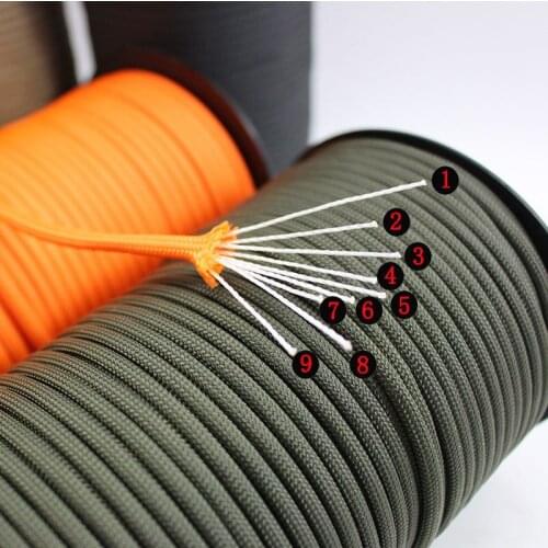 100 Meters Dia.4mm 9 stand Cores Paracord for Survival Parachute Cord Lanyard Camping Climbing Camping Rope Hiking Clothesline
