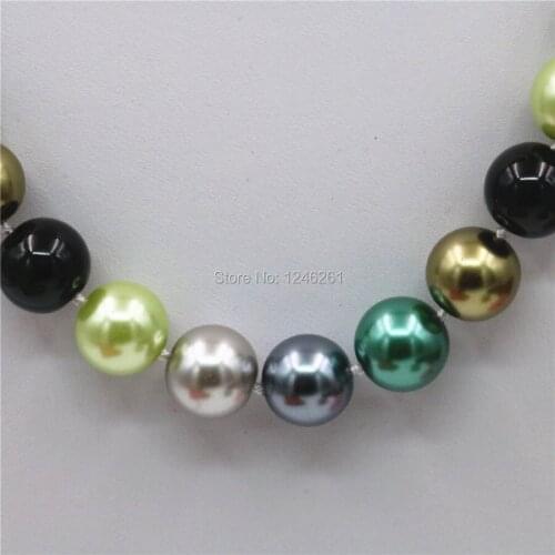 12mm Natural Multicolor Seashell Pearl Round Beads Necklace Chain Girls Christmas Gifts Women Jewelry Making Accessories Crafts