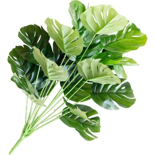 18 Heads Artificial Plants Tropical Green Turtle Leaves Leaf Bouquet Garden Home Mexican Autumn Decoration