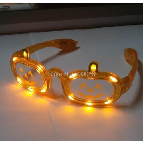 240pcs/lot 3mode orange led eyeglasses led pumpkin glasses led flash glasses for halloween party supplies