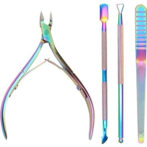 4pcs/set Trimming Professional Fingernail Stainless Steel Pusher Cutter Art Cuticle Scissors Cuticle Clipper Manicure Tools