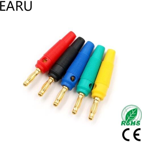 4pcs New 4mm Plugs pure copper Gold Plated Musical Speaker Cable Wire Pin Banana Plug Connectors Red Black Blue Green Yellow
