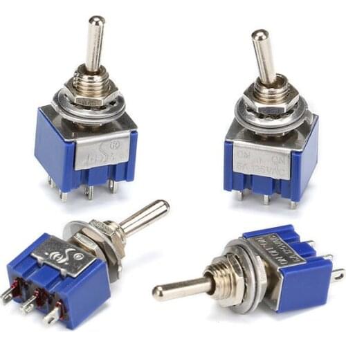 5pcs Toggle switch Twisting head rocker switch Manual control switch MTS-102-103-202-403-223 Toggle without/self reset