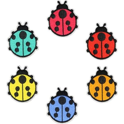 6pcs Ladybug Animal Pactches Embroidery Patch Applique Ironing Clothing Thermo Adhesive Badges Girl Clothes Appliques Patches