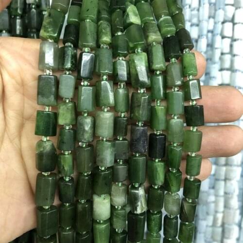 Wholesale 2strings Natural Nephrite Beads,Gem Stone Loose beads,Polished Raw Stone Tube beads for jewelry 15.5"/string