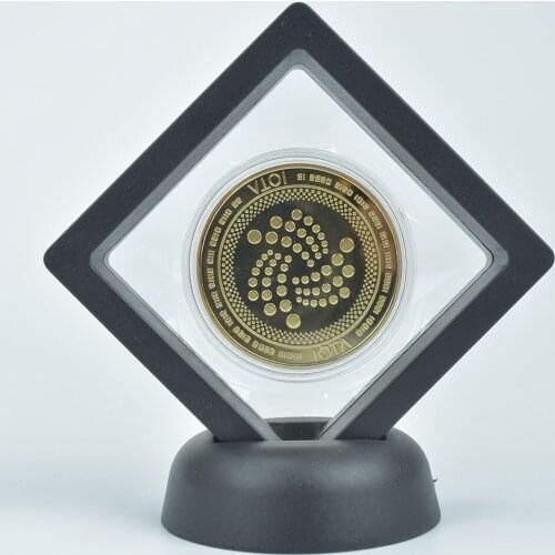 Pure Gold Plated IOTA Coin With Black white stand Case Crypto Metal Coin For Collection