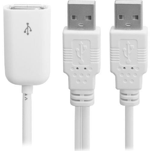 CYSM USB 2.0 Female to Dual A Male Extra Power Data Y Extension Cable for 2.5" Mobile Hard Disk White
