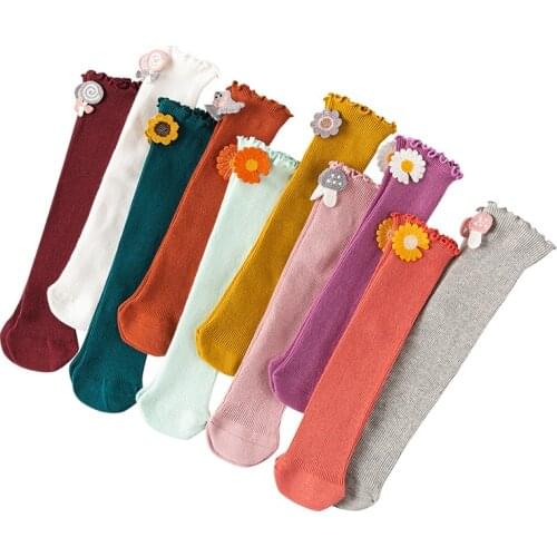 Children Baby Girls Cotton Daisy Flower Socks Newborn Infant Toddler Cute Warm Winter Autumn Long Tube Socks 0-12 Years