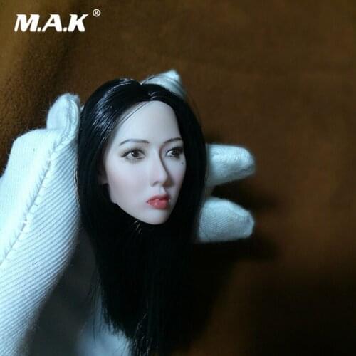 12" Korea Female Star Figure Custom Head Sculpt 1/6 Scale Kim Hyun A Girl Black Hair Model Pale Skin for 1:6 Woman Body