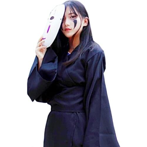 2017 Black Spirited Away A Voyage of C No Face Men Japanese Anime Cosplay Kimono