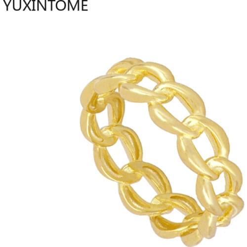 Punk Hiphop Gold Color Chain Rings For Women Girls Punk Geometric Simple Finger Rings Trend Party Jewelry Accessories