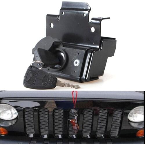 Security Hood Lock Set Kit Engine Anti-Theft Assembly Fit Jeep Wrangler JK 2007-2010 2011 2012 2013 2014 2015 2016 2017 2018